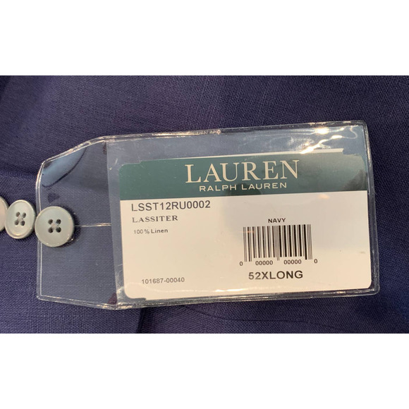 NWT Lauren Ralph Lauren Navy Linen Suit Separate Coat (52 XLong) - Picture 7 of 10